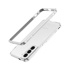 Handyhülle Hülle Luxus Aluminium Metall Rahmen Tasche A01 für Samsung Galaxy S23 5G Silber