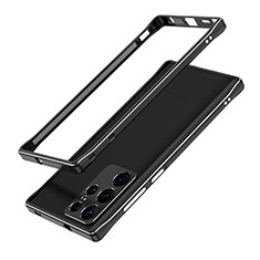 Handyhülle Hülle Luxus Aluminium Metall Rahmen Tasche A01 für Samsung Galaxy S24 Ultra 5G Schwarz