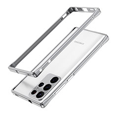 Handyhülle Hülle Luxus Aluminium Metall Rahmen Tasche A01 für Samsung Galaxy S25 Ultra 5G Silber