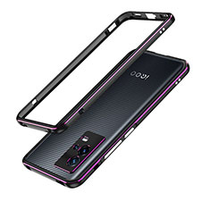 Handyhülle Hülle Luxus Aluminium Metall Rahmen Tasche A01 für Vivo iQOO 8 5G Violett