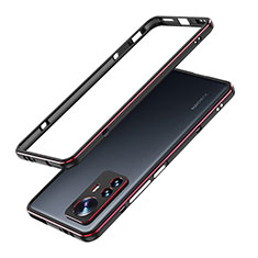 Handyhülle Hülle Luxus Aluminium Metall Rahmen Tasche A01 für Xiaomi Mi 12 5G Rot und Schwarz