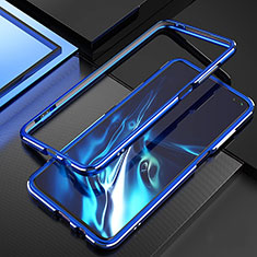 Handyhülle Hülle Luxus Aluminium Metall Rahmen Tasche A01 für Xiaomi Poco X2 Blau