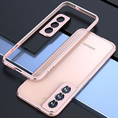 Handyhülle Hülle Luxus Aluminium Metall Rahmen Tasche A02 für Samsung Galaxy S21 FE 5G Rosegold