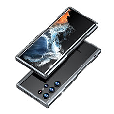 Handyhülle Hülle Luxus Aluminium Metall Rahmen Tasche A03 für Samsung Galaxy S23 Ultra 5G Grau