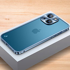 Handyhülle Hülle Luxus Aluminium Metall Rahmen Tasche A04 für Apple iPhone 14 Blau