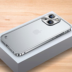 Handyhülle Hülle Luxus Aluminium Metall Rahmen Tasche A04 für Apple iPhone 14 Plus Silber