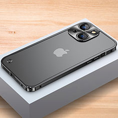 Handyhülle Hülle Luxus Aluminium Metall Rahmen Tasche A04 für Apple iPhone 14 Schwarz