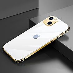 Handyhülle Hülle Luxus Aluminium Metall Rahmen Tasche A06 für Apple iPhone 14 Plus Gold