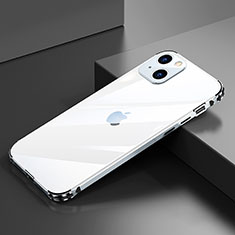 Handyhülle Hülle Luxus Aluminium Metall Rahmen Tasche A06 für Apple iPhone 14 Silber