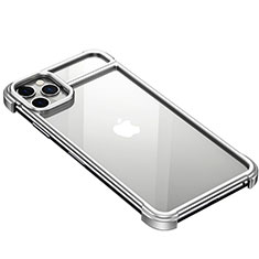 Handyhülle Hülle Luxus Aluminium Metall Rahmen Tasche F01 für Apple iPhone 11 Pro Silber