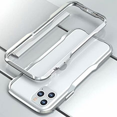 Handyhülle Hülle Luxus Aluminium Metall Rahmen Tasche für Apple iPhone 11 Pro Silber