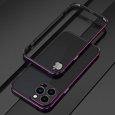 Handyhülle Hülle Luxus Aluminium Metall Rahmen Tasche für Apple iPhone 13 Pro Max Violett