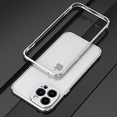 Handyhülle Hülle Luxus Aluminium Metall Rahmen Tasche für Apple iPhone 14 Pro Silber