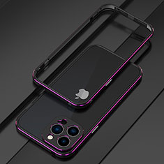 Handyhülle Hülle Luxus Aluminium Metall Rahmen Tasche für Apple iPhone 14 Pro Violett