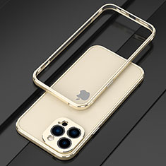 Handyhülle Hülle Luxus Aluminium Metall Rahmen Tasche für Apple iPhone 15 Pro Gold