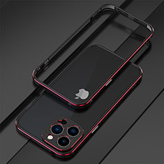 Handyhülle Hülle Luxus Aluminium Metall Rahmen Tasche für Apple iPhone 15 Pro Max Rot und Schwarz