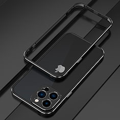 Handyhülle Hülle Luxus Aluminium Metall Rahmen Tasche für Apple iPhone 15 Pro Max Silber und Schwarz