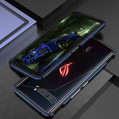 Handyhülle Hülle Luxus Aluminium Metall Rahmen Tasche für Asus ROG Phone 3 Blau und Schwarz