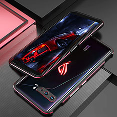 Handyhülle Hülle Luxus Aluminium Metall Rahmen Tasche für Asus ROG Phone 3 Rot und Schwarz