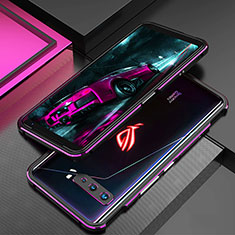 Handyhülle Hülle Luxus Aluminium Metall Rahmen Tasche für Asus ROG Phone 3 Violett