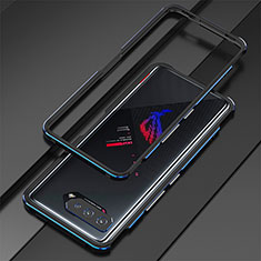 Handyhülle Hülle Luxus Aluminium Metall Rahmen Tasche für Asus ROG Phone 5 Pro Blau und Schwarz