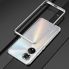 Handyhülle Hülle Luxus Aluminium Metall Rahmen Tasche für Huawei Honor 50 5G Silber