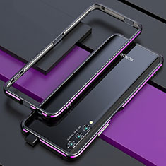 Handyhülle Hülle Luxus Aluminium Metall Rahmen Tasche für Huawei P Smart Pro (2019) Violett und Schwarz