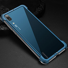 Handyhülle Hülle Luxus Aluminium Metall Rahmen Tasche für Huawei P20 Blau