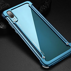 Handyhülle Hülle Luxus Aluminium Metall Rahmen Tasche für Huawei P20 Hellblau