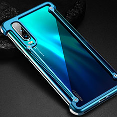 Handyhülle Hülle Luxus Aluminium Metall Rahmen Tasche für Huawei P30 Blau