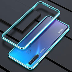 Handyhülle Hülle Luxus Aluminium Metall Rahmen Tasche für Huawei P30 Lite XL Blau
