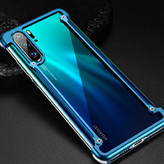 Handyhülle Hülle Luxus Aluminium Metall Rahmen Tasche für Huawei P30 Pro Blau