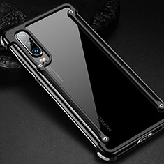 Handyhülle Hülle Luxus Aluminium Metall Rahmen Tasche für Huawei P30 Schwarz