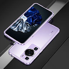 Handyhülle Hülle Luxus Aluminium Metall Rahmen Tasche für Huawei P60 Helles Lila