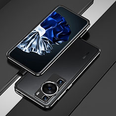 Handyhülle Hülle Luxus Aluminium Metall Rahmen Tasche für Huawei P60 Schwarz