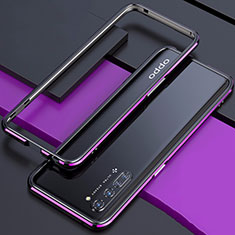 Handyhülle Hülle Luxus Aluminium Metall Rahmen Tasche für Oppo F15 Violett