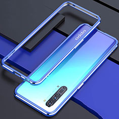 Handyhülle Hülle Luxus Aluminium Metall Rahmen Tasche für Oppo K7 5G Blau