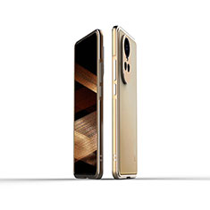 Handyhülle Hülle Luxus Aluminium Metall Rahmen Tasche für Oppo Reno10 Pro 5G Gold