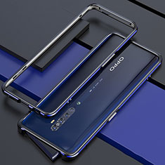 Handyhülle Hülle Luxus Aluminium Metall Rahmen Tasche für Oppo Reno2 Blau und Schwarz