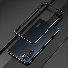 Handyhülle Hülle Luxus Aluminium Metall Rahmen Tasche für Oppo Reno6 Pro 5G India Silber und Schwarz