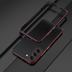 Handyhülle Hülle Luxus Aluminium Metall Rahmen Tasche für Samsung Galaxy S21 FE 5G Rot und Schwarz