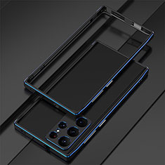 Handyhülle Hülle Luxus Aluminium Metall Rahmen Tasche für Samsung Galaxy S23 Ultra 5G Blau und Schwarz