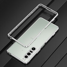 Handyhülle Hülle Luxus Aluminium Metall Rahmen Tasche für Sony Xperia 1 IV Silber