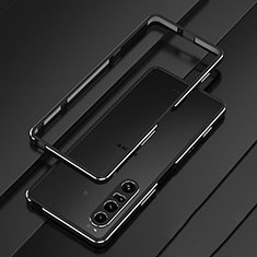 Handyhülle Hülle Luxus Aluminium Metall Rahmen Tasche für Sony Xperia 1 IV SO-51C Schwarz