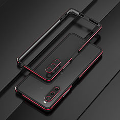 Handyhülle Hülle Luxus Aluminium Metall Rahmen Tasche für Sony Xperia 10 V Rot und Schwarz