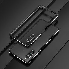 Handyhülle Hülle Luxus Aluminium Metall Rahmen Tasche für Sony Xperia 10 V Schwarz