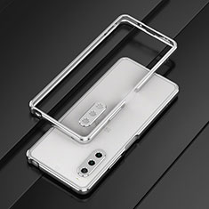 Handyhülle Hülle Luxus Aluminium Metall Rahmen Tasche für Sony Xperia 10 V Silber