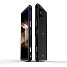Handyhülle Hülle Luxus Aluminium Metall Rahmen Tasche für Sony Xperia 5 V Violett