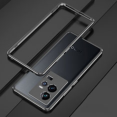 Handyhülle Hülle Luxus Aluminium Metall Rahmen Tasche für Vivo iQOO 11 5G Schwarz