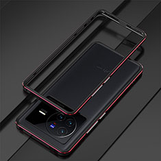Handyhülle Hülle Luxus Aluminium Metall Rahmen Tasche für Vivo X80 5G Rot und Schwarz